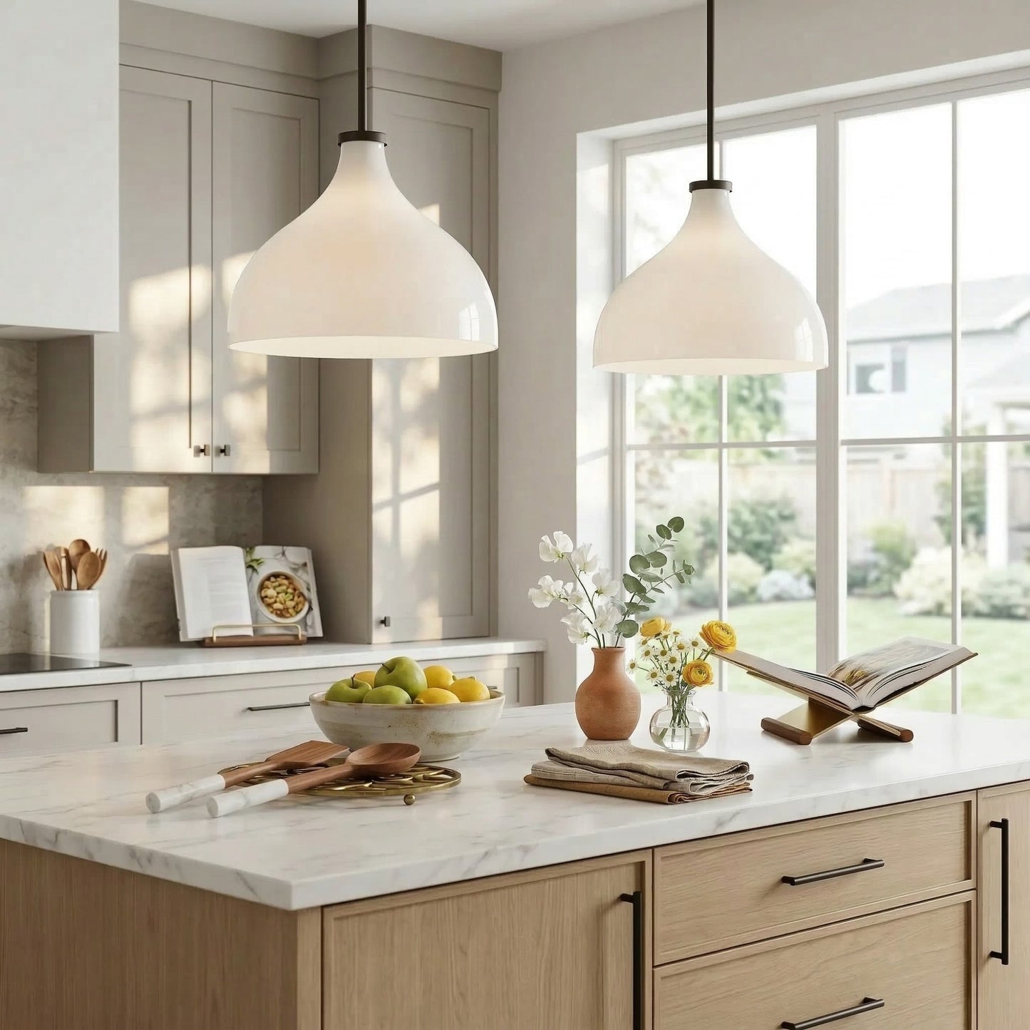 Rylan Rustic Metal Milk Glass Pendant Light