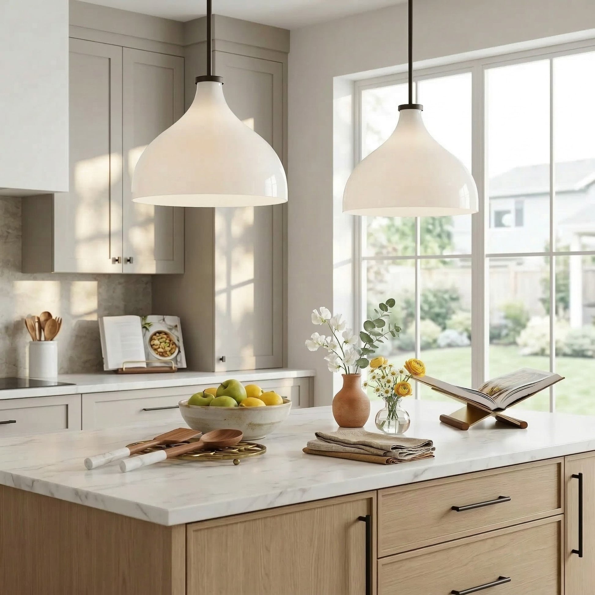 Rylan Rustic Metal Milk Glass Pendant Light