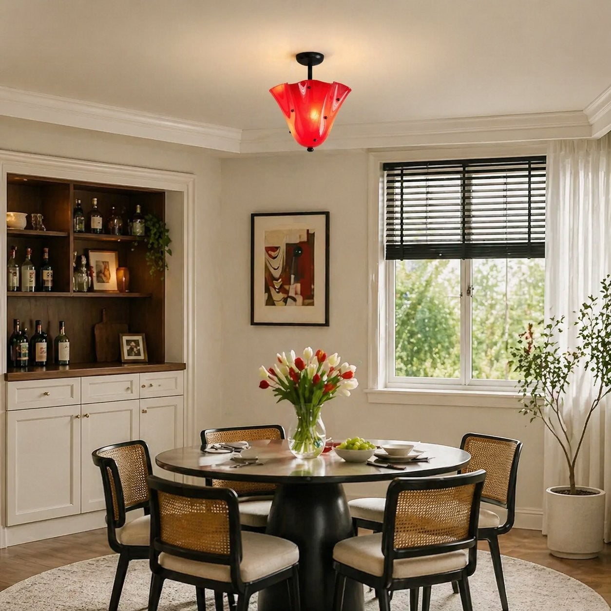 Catalina Contemporary Colored Glass Petal Fazzo Ceiling Light