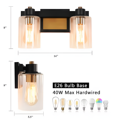 Dyril Modern Matte Black Cylinder Glass Sconce