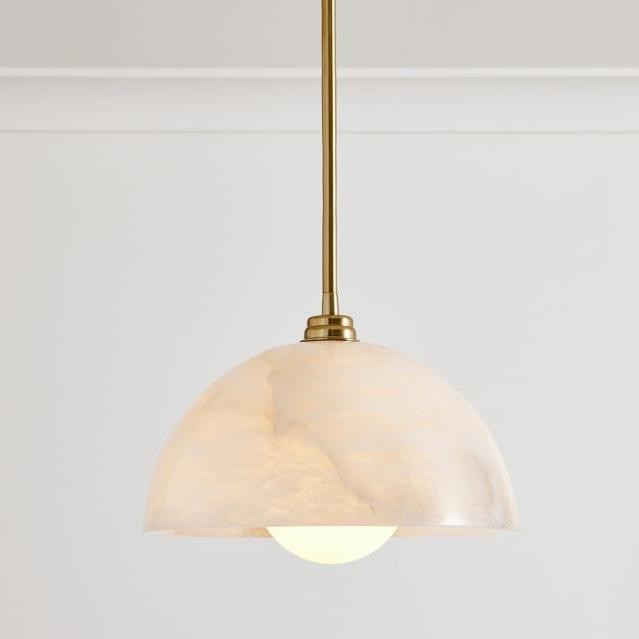 Bertie Farmhouse Alabaster Dome Pendant Light