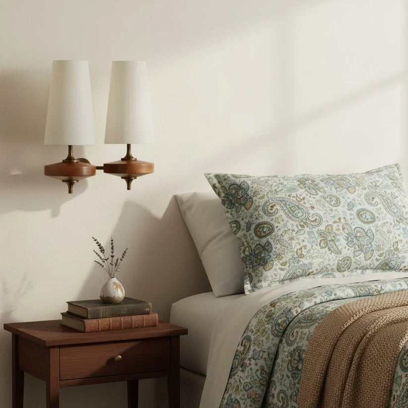 Nyxara Vintage  Fabric Tapered Shade Wall Sconce