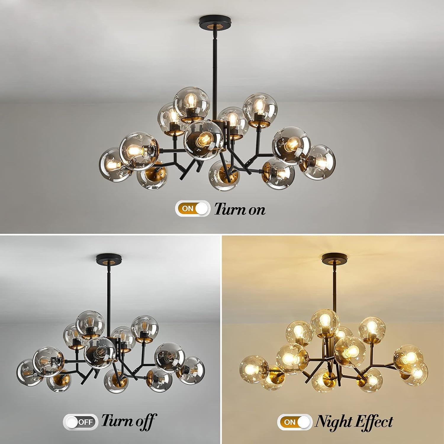 Breckett Modern Smoky Gray Glass Sputnik Chandelier