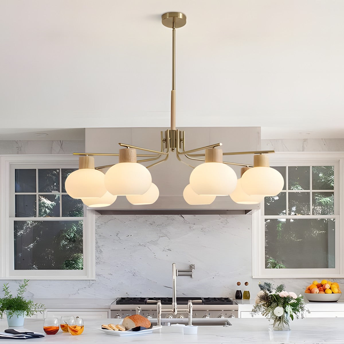 Jesper Gold Modern Frosted Glass Chandelier