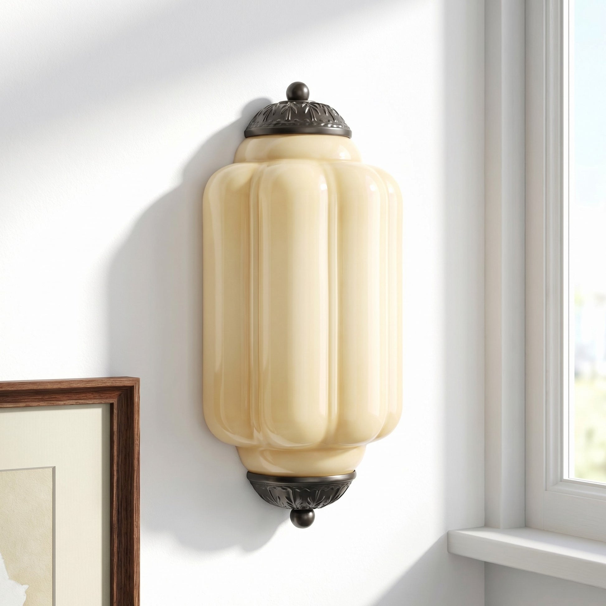 Michael Vintage Eloise Milk Glass Flush Wall Light