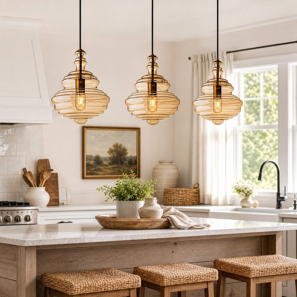 Helix Modern Glass Spool Pendant Light