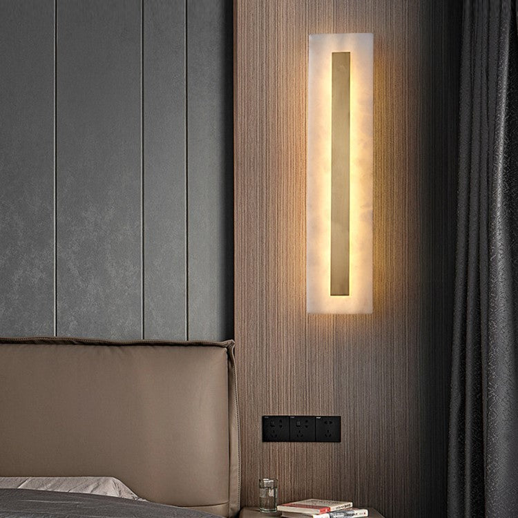 Ozeki Minimalist Brass And Genuine Alabaster Sconce