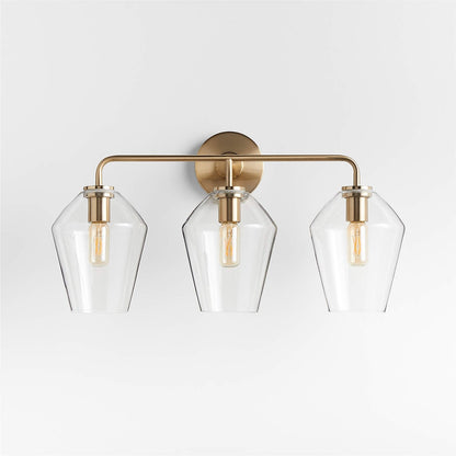Konig Minimalist 3-Light Brass Glass Wall Light