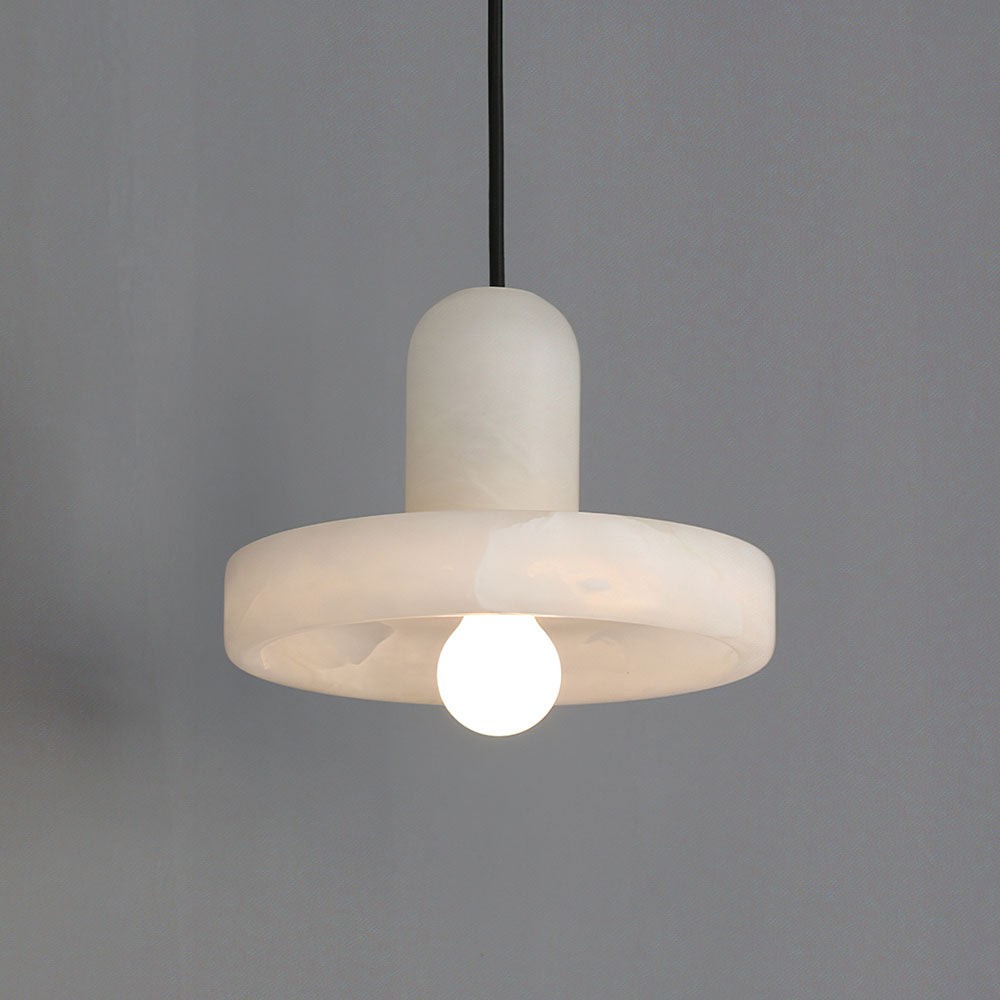 Vyndorix Farmhouse Hat Shaped Alabaster Pendant Light