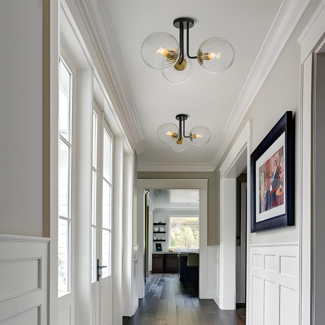 Ivey Water Ripple Glass Globe Ceiling Light