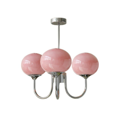Bianca Colored Glass Shade Chandelier with Globes