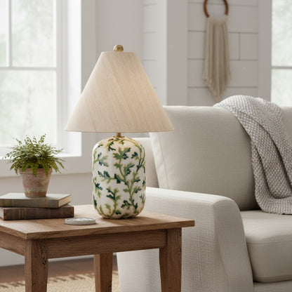 Thalira Vintage Ceramic Linen Table Lamp
