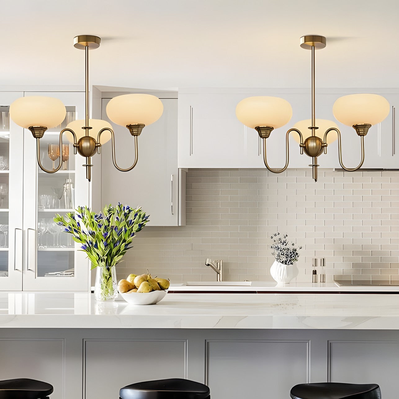 Luna Cream White Bubble Glass Chandelier