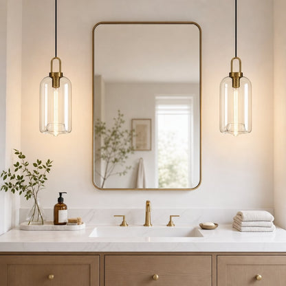 Vylith Brass Cognac Glass Single Hanging Lamp
