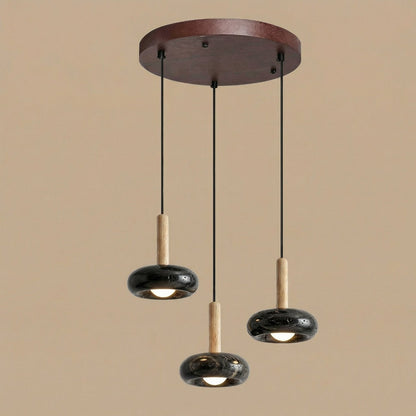 Carver Retro LED Travertine 3 Light Pendant Light