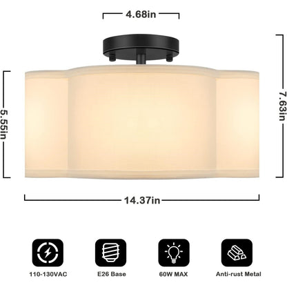 Lisi Modern Fabric Semi Flush Mount Ceiling Light