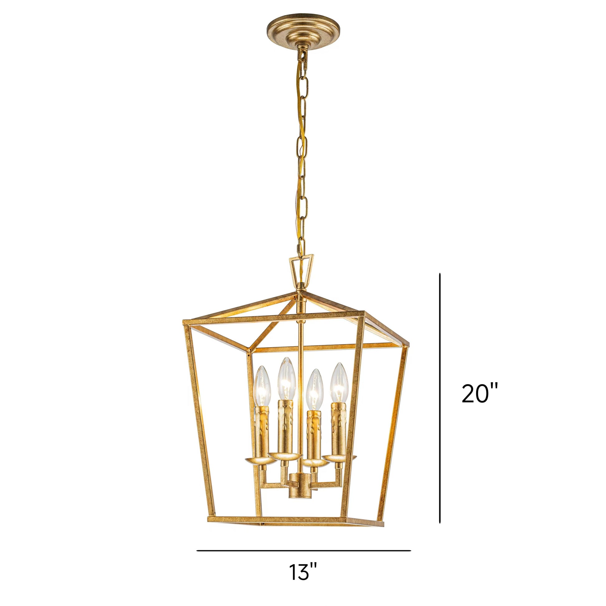 Hexon Antique Brass Gilded Iron Lantern Pendant Light