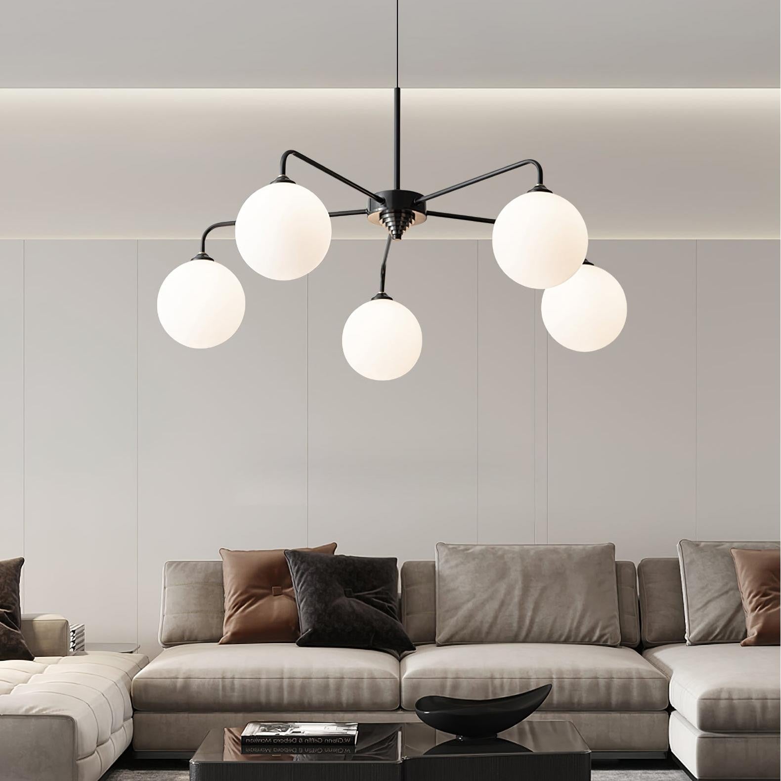 Maytoni Modern 5 Lights White Glass Globe Chandelier