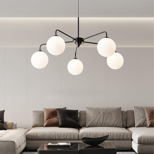 Maytoni Modern 5 Lights White Glass Globe Chandelier