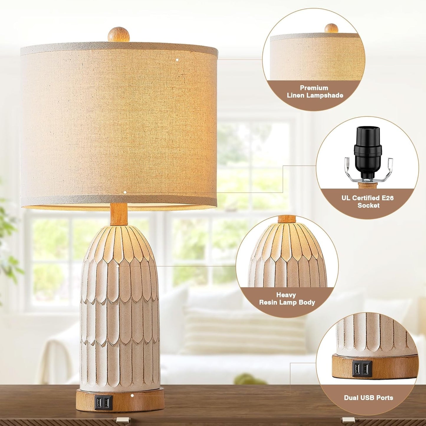 Kaldor Bohemian Style Carving Lamp Frame Touch Bedside Lamp