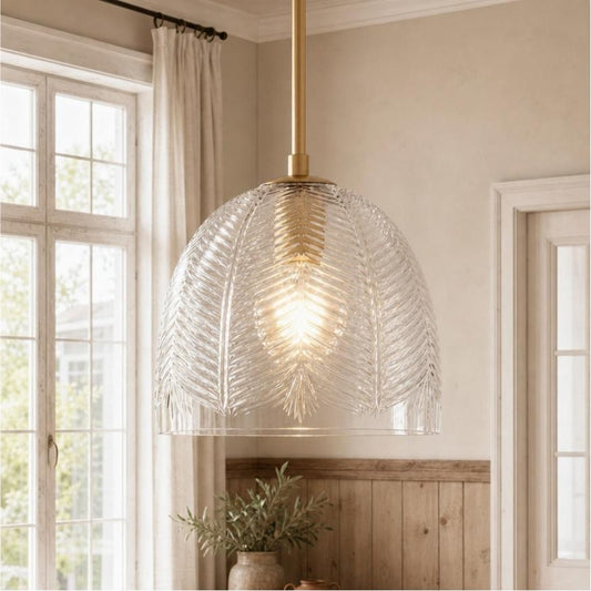 Danica Mid-Century  Glass Leaf Round Pendant Light