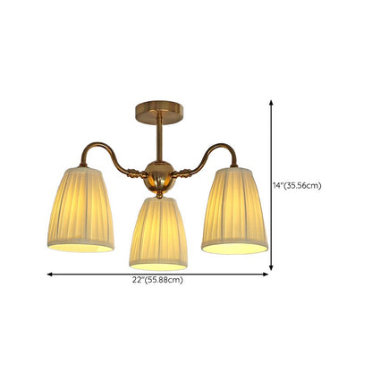 Cadmus Gold Textile Lamp Shade Semi Flush Mount Lighting