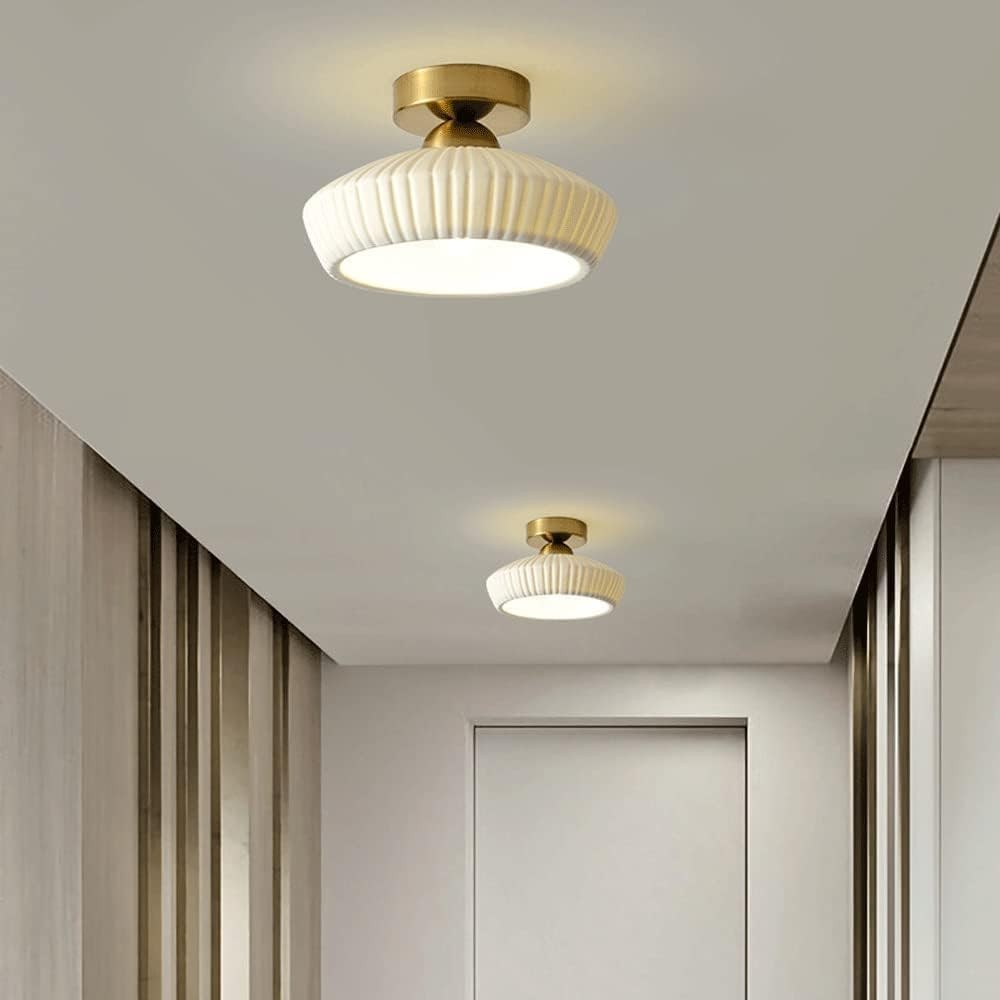 Rethen Light Luxury White Round Textured Ceramic Ceiling Light