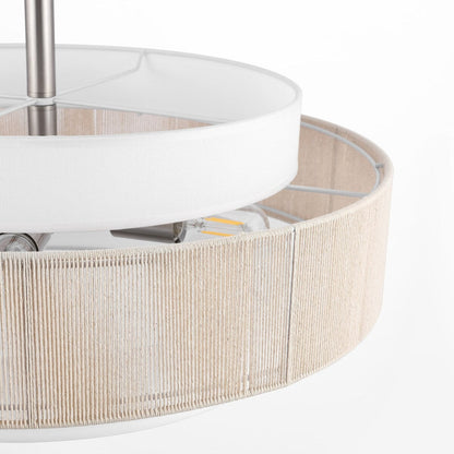 Tim Scandinavian Tiered Fabric Drum Chandelier