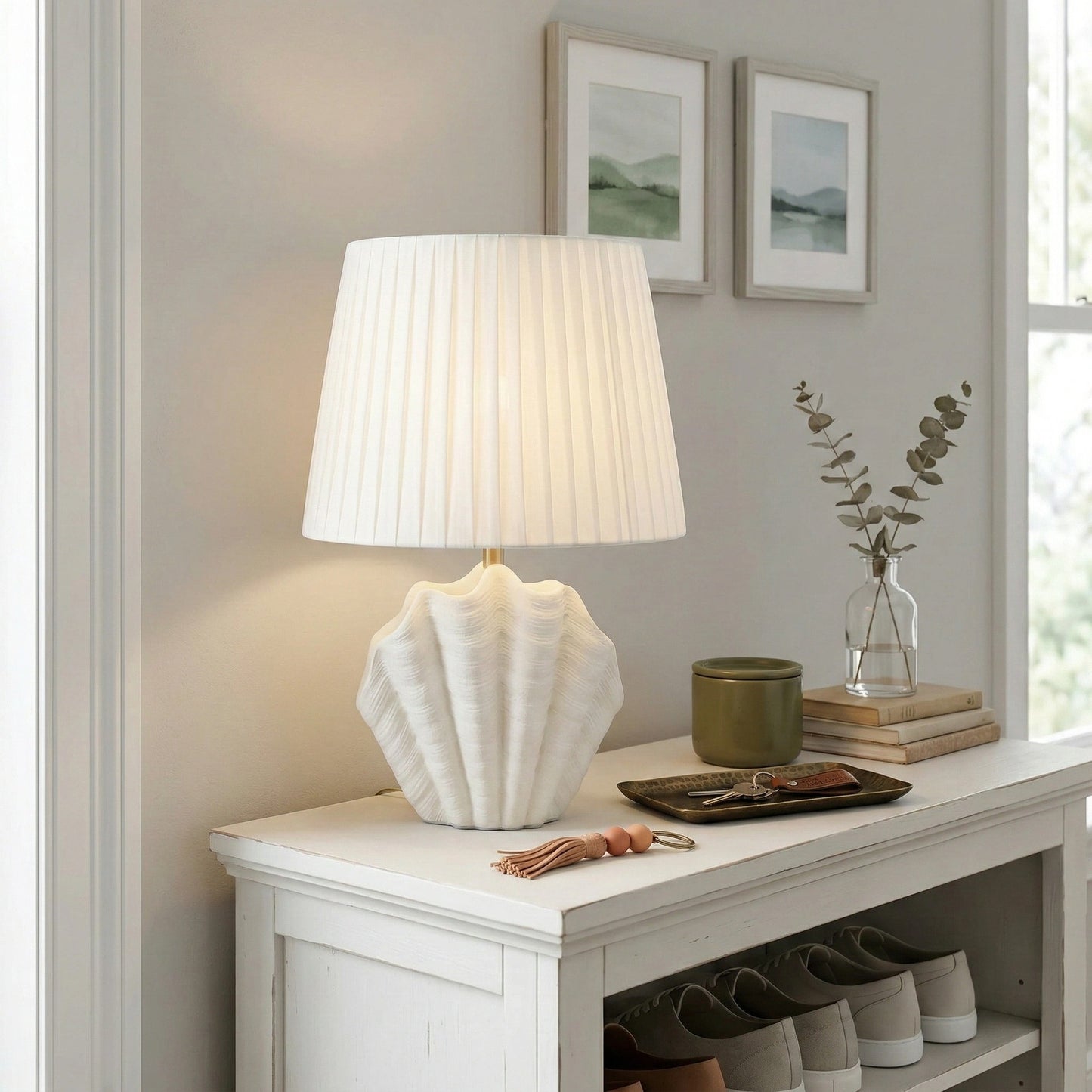 Calira Modern Ceramic Fabric Shell Table Light