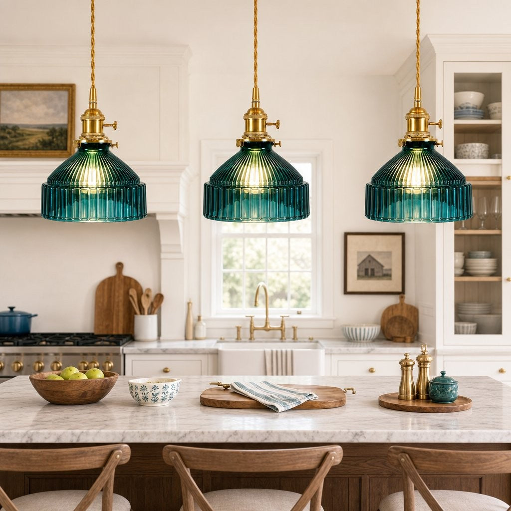 Zyrion Retro Ribbed Clear Glass Pendant Light