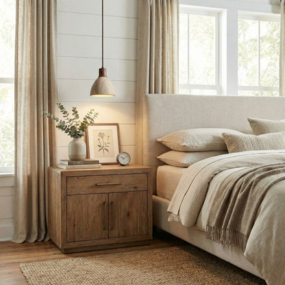 Kurtis Modern Travertine Wood Dome Pendant Light