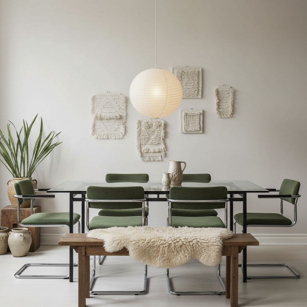 Sorell Minimalist Ribbed Paper Globe Pendant Light