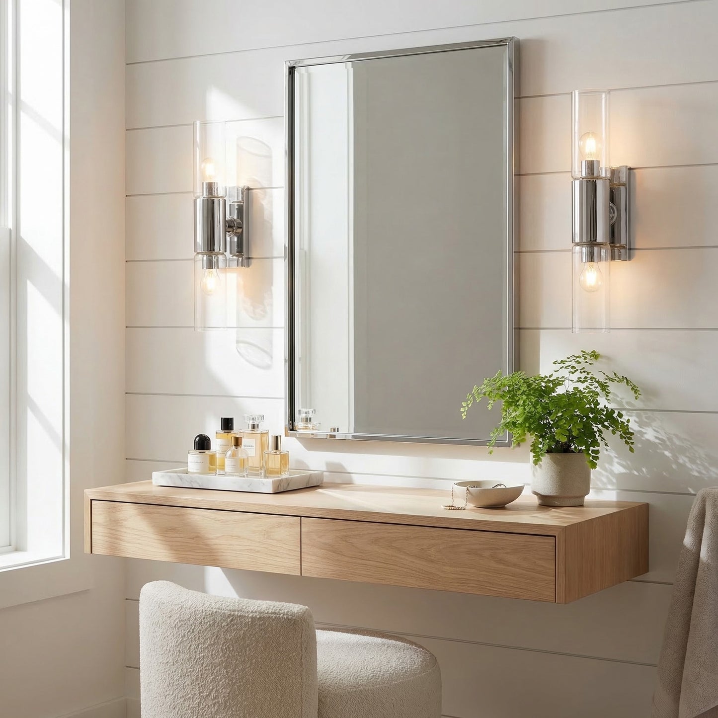 Zeylen Frances Water Ripple Glass Double Tube Sconce