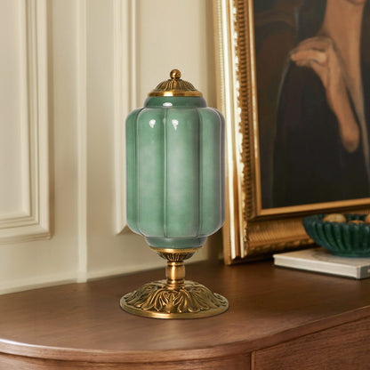 Nexos French Retro Cream Glass Textured Eloise Table Lamp
