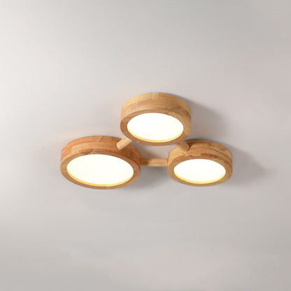 Phelith Modern Multi Heads Wood LED Ceiling Light