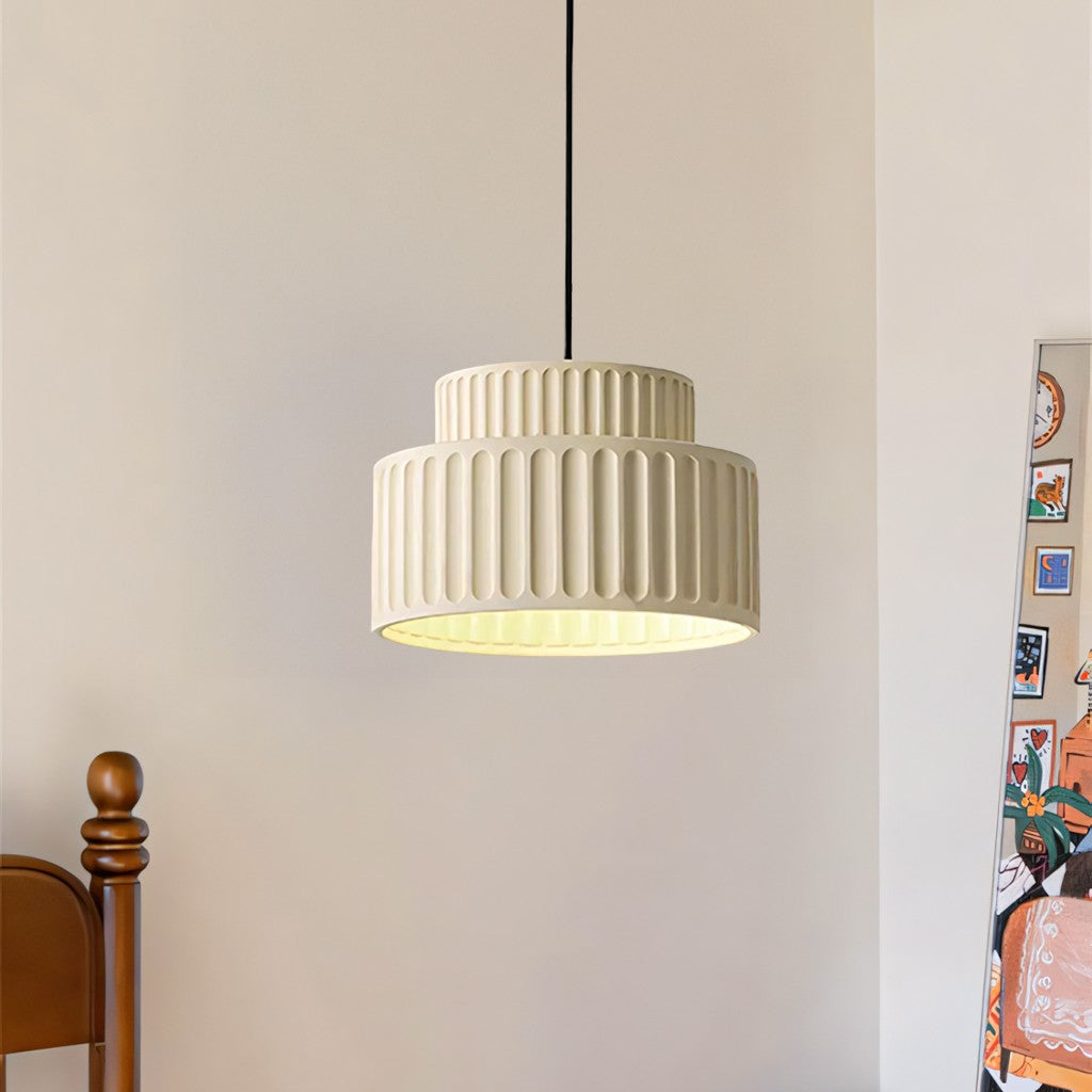Brisby Striped Frosted Fluted Ceramic Pendant Light