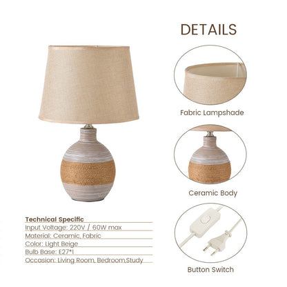 Rocco Handmade Simple Rustic Ceramic Table Lamp