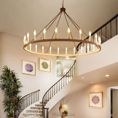 Raeth Farmhouse 24 Lights Wagon Wheel Candle Style Chandelier
