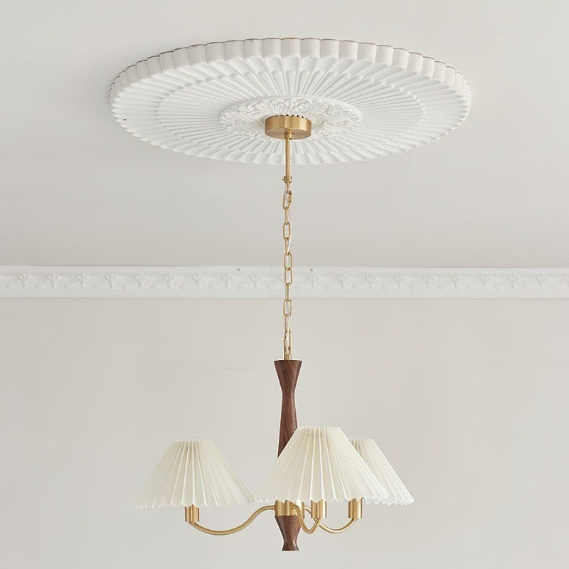 Axel Rustic Pleated Shade Wood Chandelier