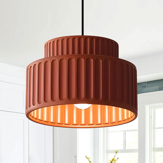 Draxithor Wabi Sabi Fluted Resin Cream Pendant Light