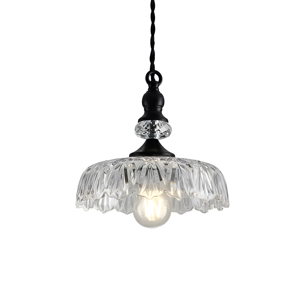Velric Vintage Glass Brass Flower Pendant Light