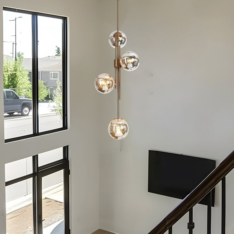 Beaufort Modern Gold 4-Light Orb Mercury Glass Chandelier