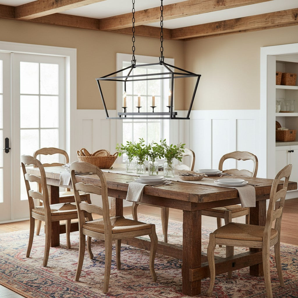 Aria Farmhouse Wrought Iron Lantern Chandelier Light