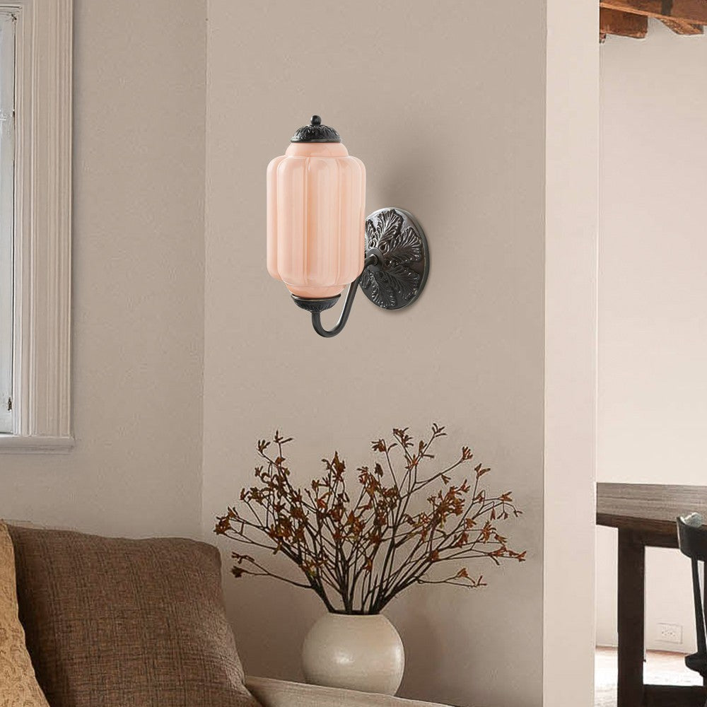 Vintage Elegant Milk Glass Eloise Wall Sconce - Retro Accent Lighting for Bathroom\Bedroom\Hallway