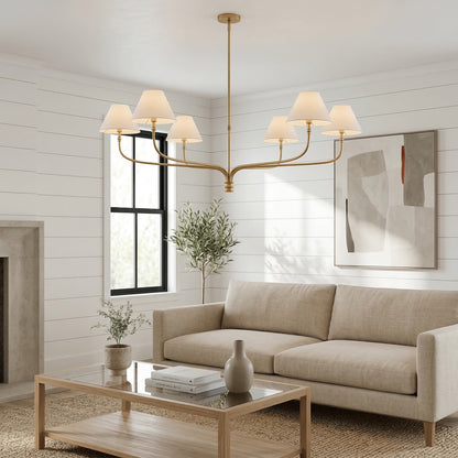 Ashlyn Modern 5/6 Light White Linen Conical Chandelier