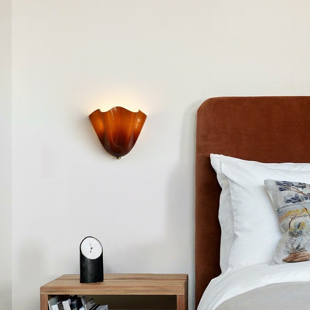 Kyrintha Mid-Century Skirt Shell Glass Fazzo Petalia Wall Sconce