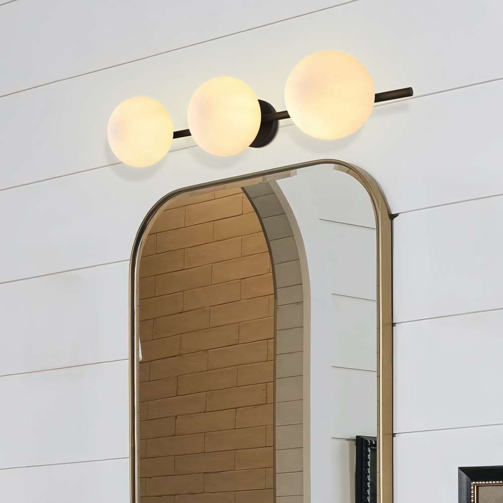 Larian White Glass Globe Bathroom Vanity Light