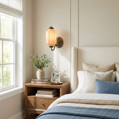Cyrilith Vintage Milk Glass Oiled Brass Eloise Sconce