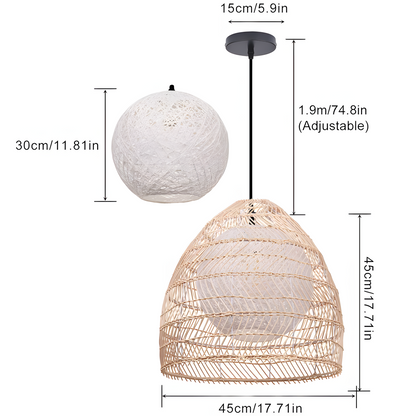 Clioan Bohemian Woven Rattan Pendant Light
