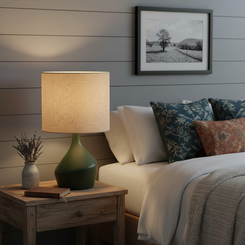 Daphne Vintage Ceramic Linen Shade Table Lamp